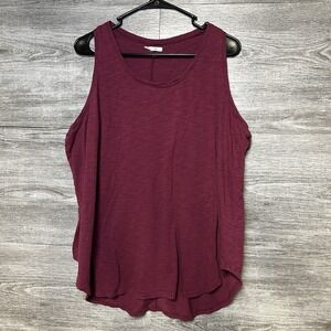 Maurices Womens Plus Sized Tank Top Size 2 Maroon Sleeveless Cotton‎ Rayon